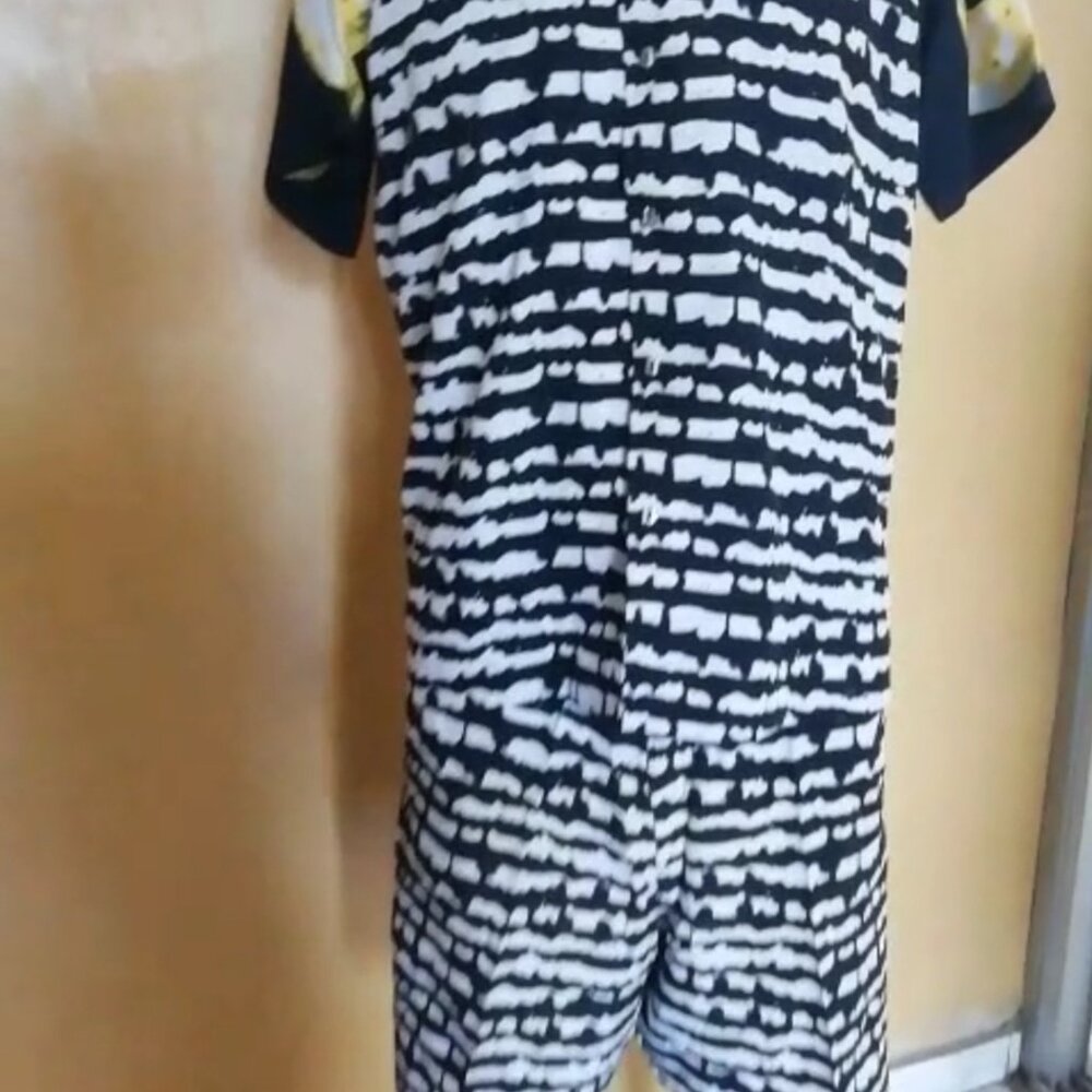 Unisex vintage wear-Blk & white casual pool/ beach lounge 2 set- with pockets - Picture 11 of 15